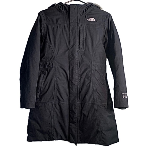 AUTHENTIC North Face Black Hyvent 550 Goose Down Jacket Size Girls Large 14-16 - Picture 1 of 16